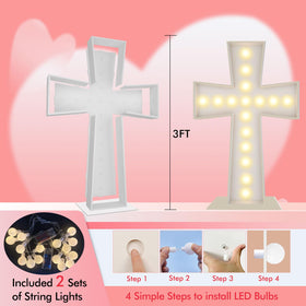 Merry Mosaics 3FT lighted cross marquee base detail shows a sturdy foam base.