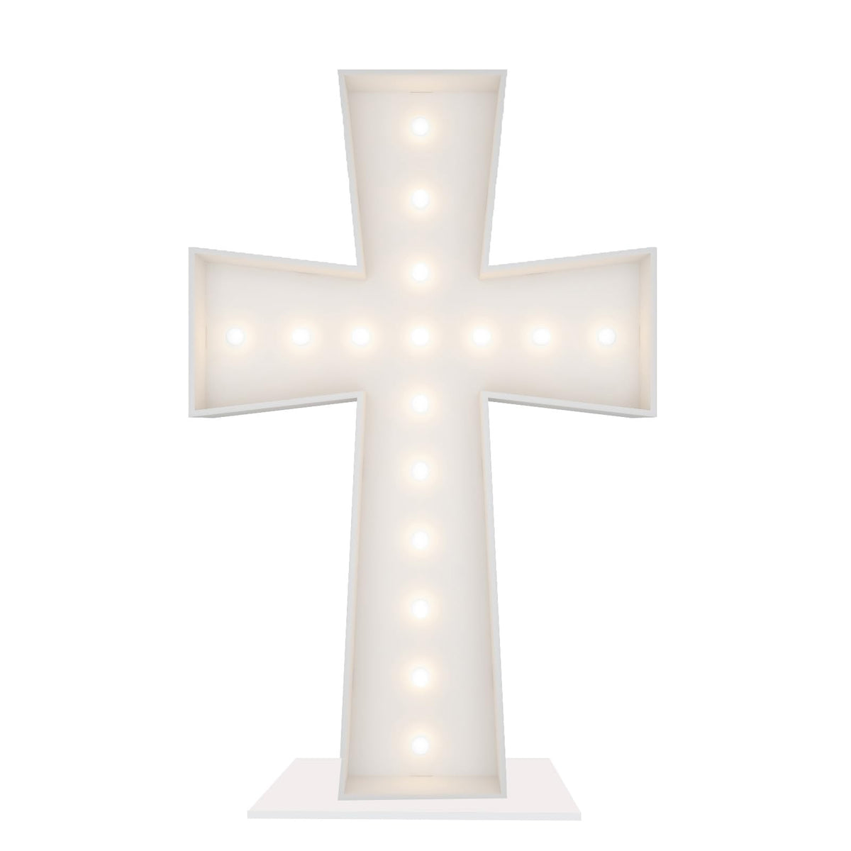 Merry Mosaics 3FT lighted cross marquee front view glows warmly for outdoor ceremonies.