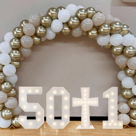 Merry Mosaics 3FT lighted cross marquee wedding style adds sacred elegance.