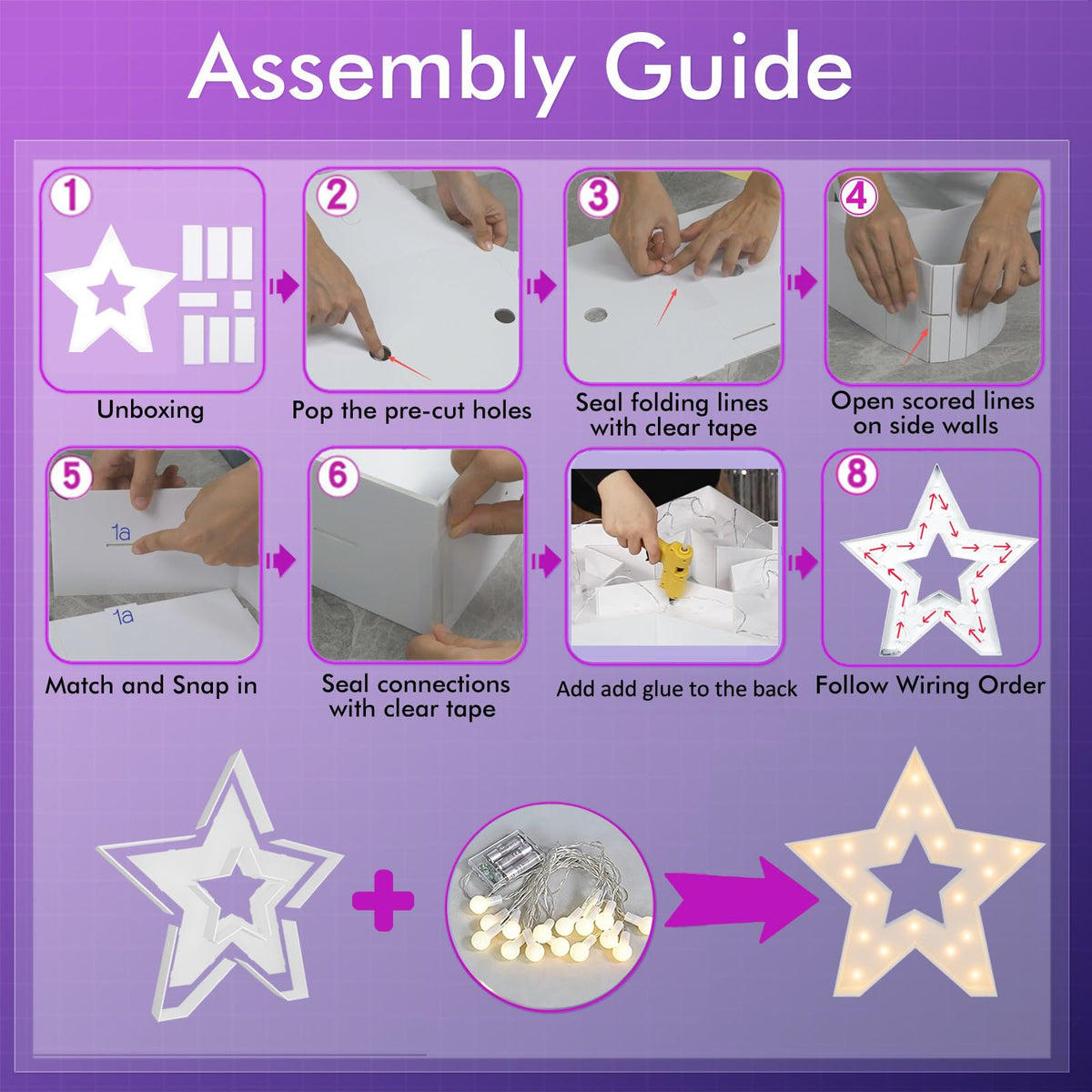 Merry Mosaics pre-cut star frame saves time during setup.
