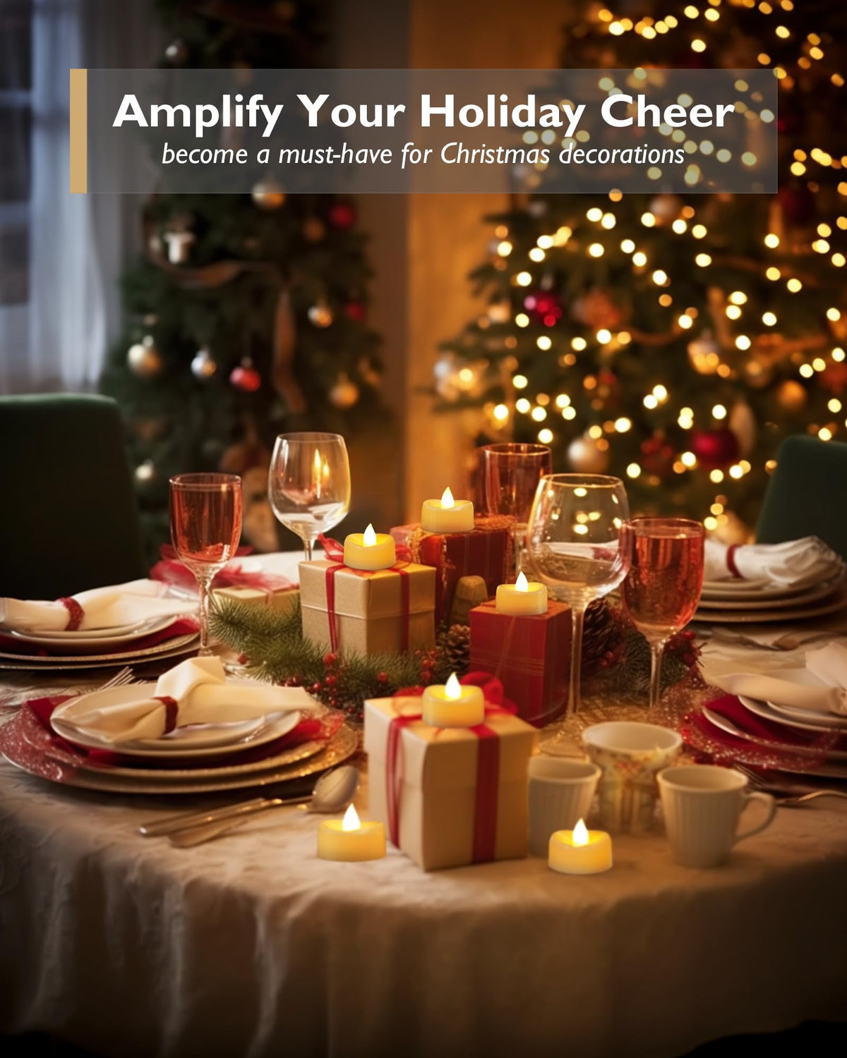 Merrynights ivory-shell finish mimics real candlelight with a soft warm glow.