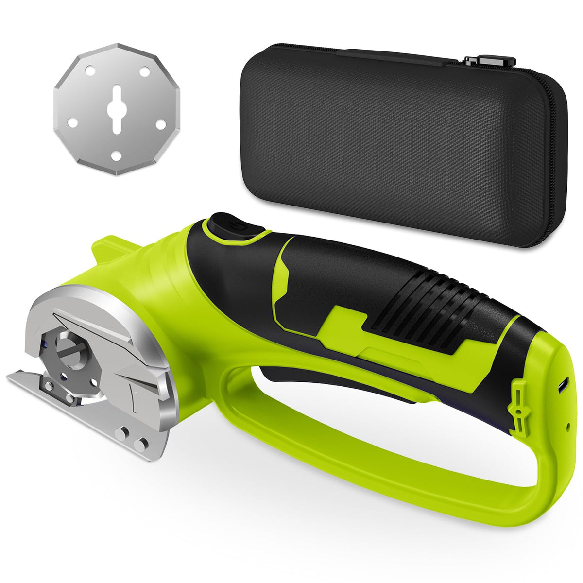 Mershca cordless electric scissors with LED light for precise fabric and cardboard cutting.
