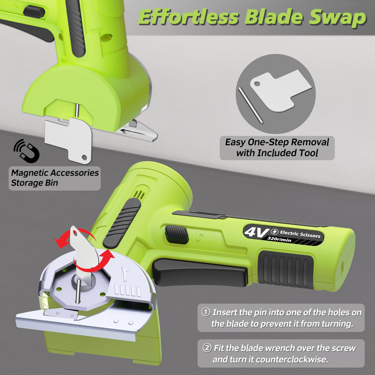 Mershca cordless scissors dual-trigger safety prevents accidental starts