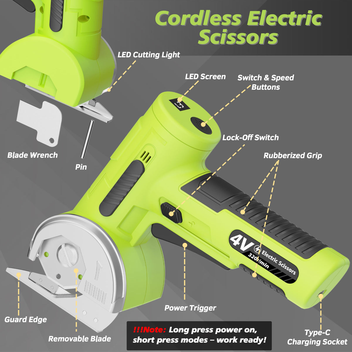 Mershca cordless scissors ergonomic handle reduces wrist fatigue