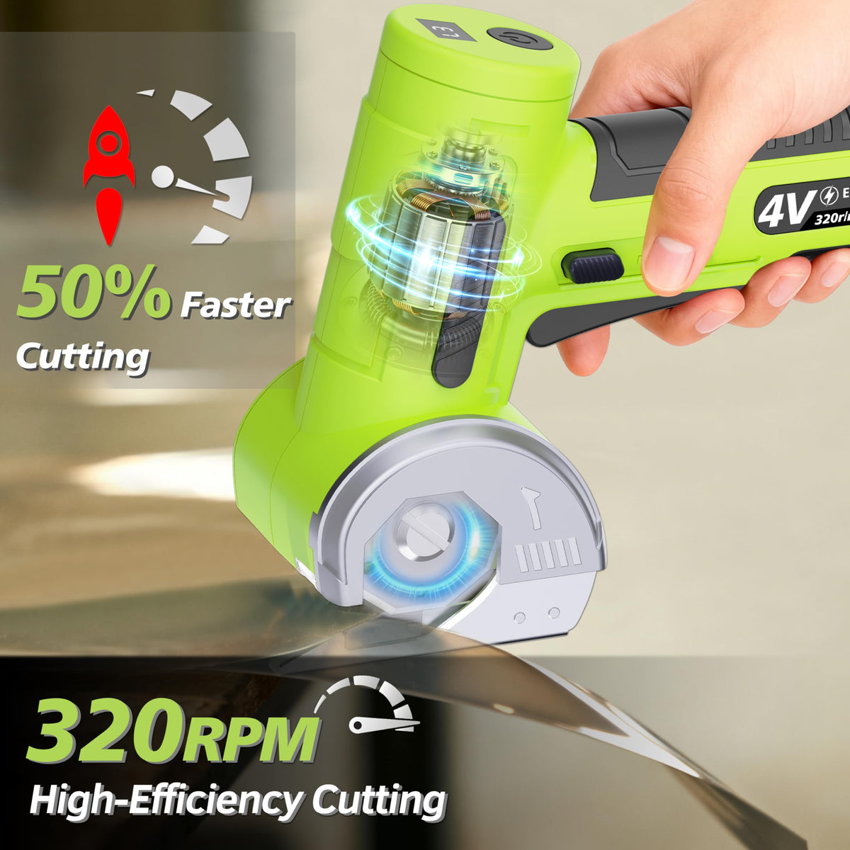 Mershca cordless scissors LED display shows battery and speed