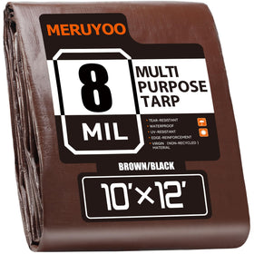 MERUYOO 8 Mil Tarp front view, rugged waterproof cover for outdoor protection