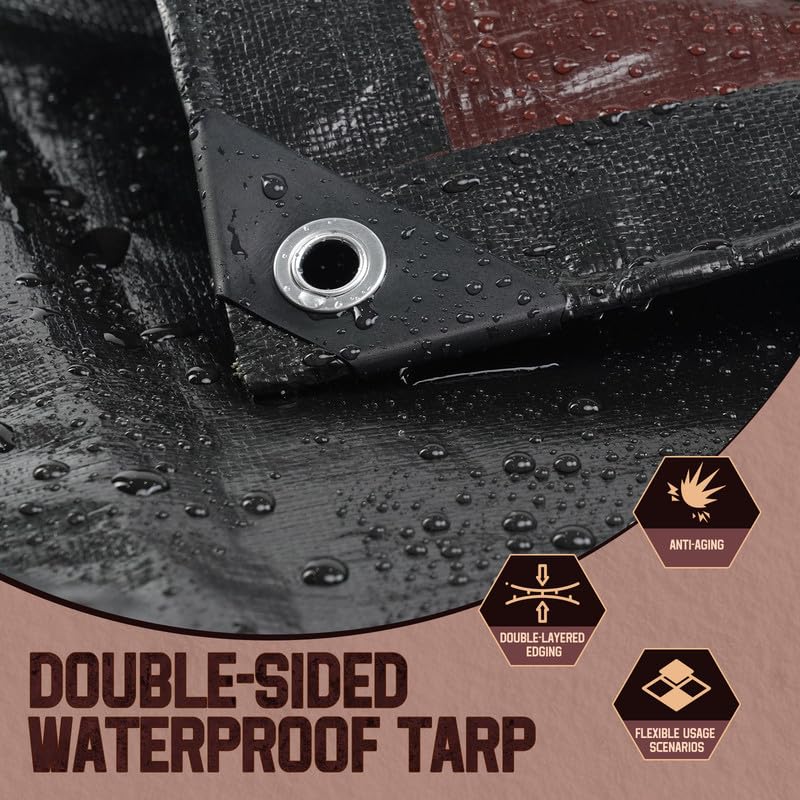 Meruyoo tarp 10x12 reversible sides highlights double-sided use for versatile setups.