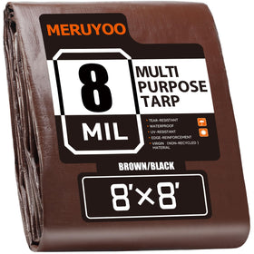 MERUYOO 8x8ft tarp top view protects patio furniture from rain