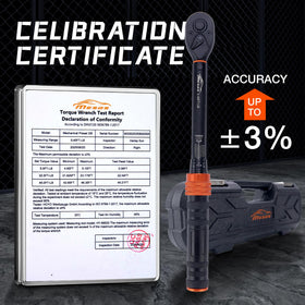 MESGS 3/8-inch torque wrench delivers ±3% accuracy for repeatable bike and auto maintenance.