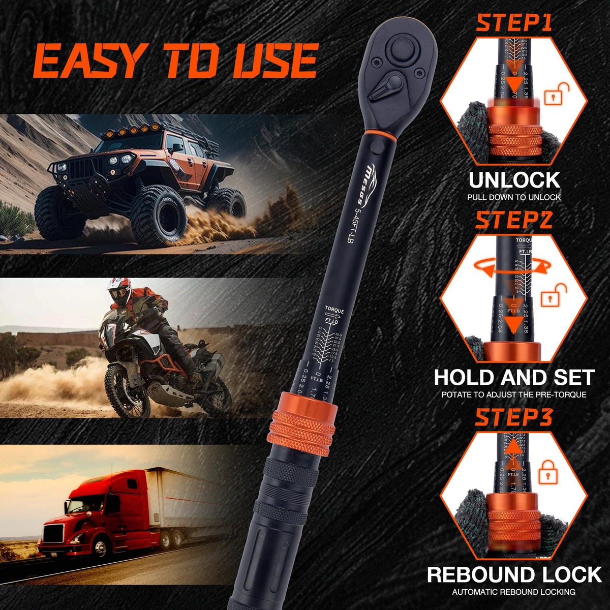 MESGS quick-release helps fast tool changes during repairs.