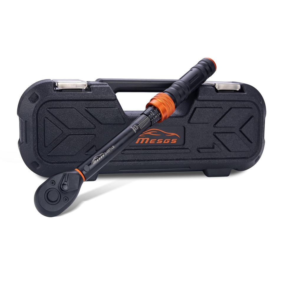 MESGS 3/8-inch torque wrench shows readout dial for precise torque setting in any task.