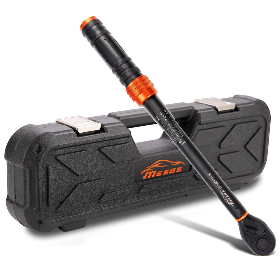MESGS half-inch drive torque wrench readout for precise settings and quick torque checks.
