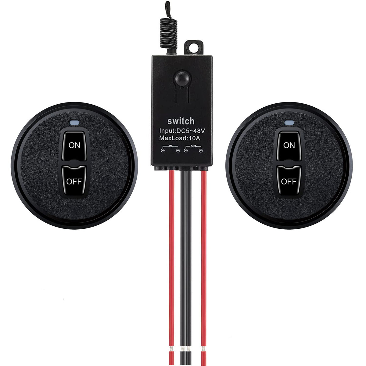 Meskliu 12V wireless mini remote switch front view for easy remote control
