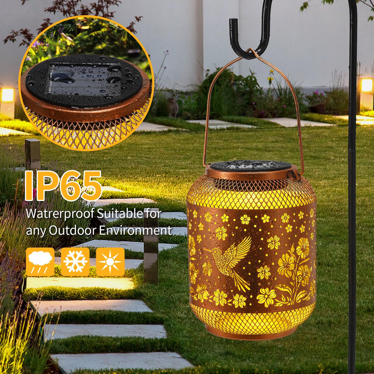 MESONDONA lantern uses a solar panel to deliver efficient lighting