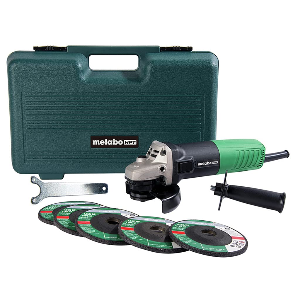 Metabo HPT G12SR4 angle grinder, top view, compact and controlled grinding