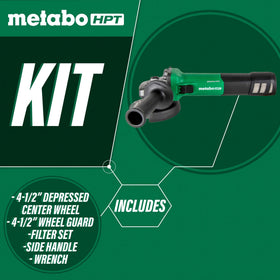 Metabo HPT G12VE2 tool-less wheel guard enables quick guard adjustments.