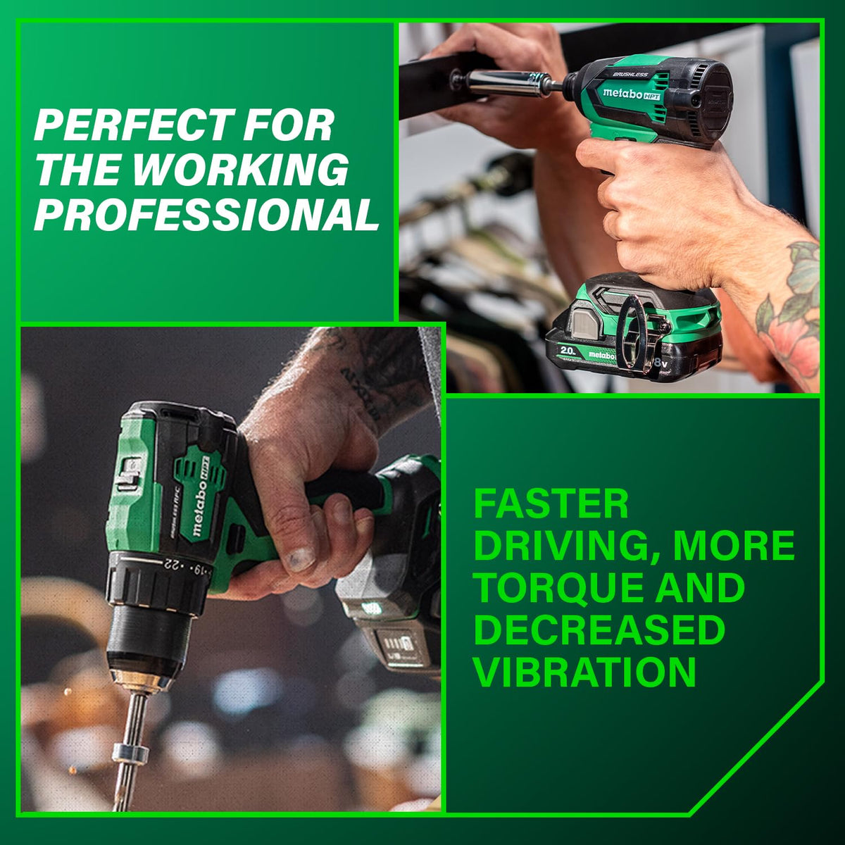 Metabo HPT Multivolt impact driver cordless for fastener driving.