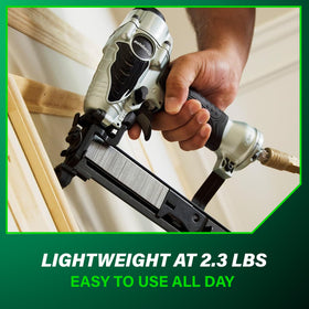 Metabo HPT N3804AB3 cabinet trim use supports cabinetry and furniture finishing projects.
