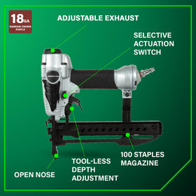 Metabo HPT N3804AB3 depth-adjustment feature enables professional finishes on varied materials.