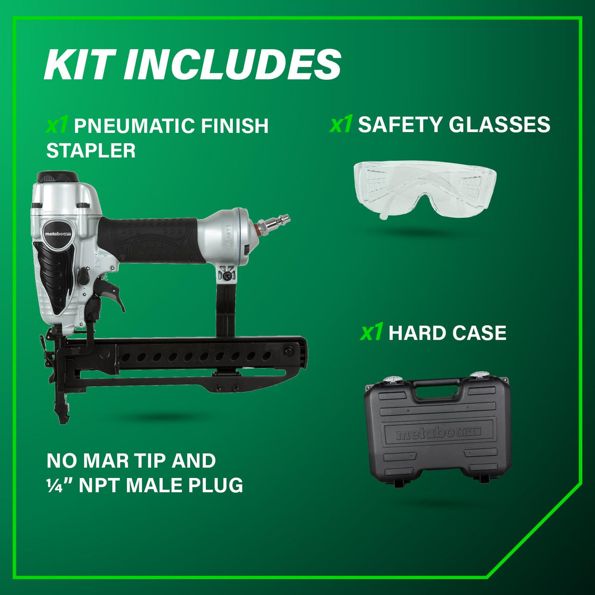 Metabo HPT N3804AB3 ergonomic grip ensures comfortable control during long sessions.