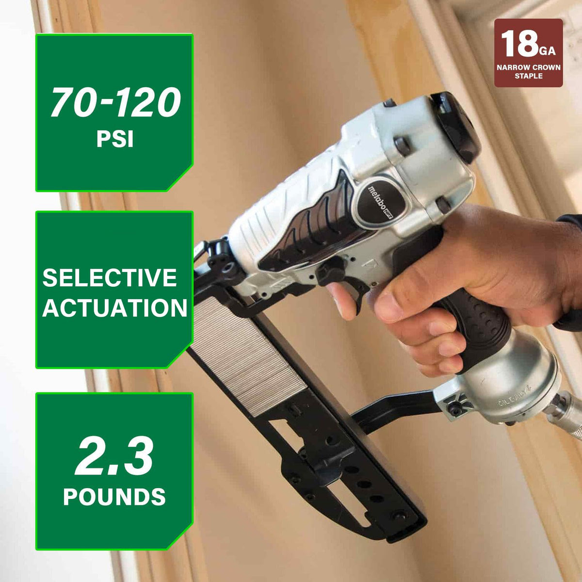 Metabo HPT N3804AB3 magazine loaded, ready for faster stapling.