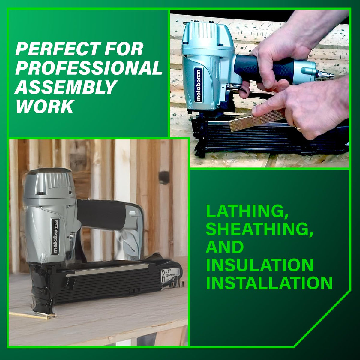 Metabo HPT N5024A2 top-loading magazine holds 150 staples for fewer reloads