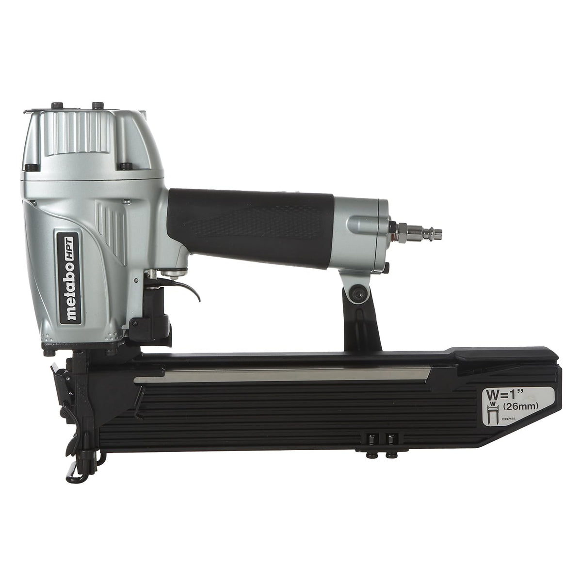 Metabo HPT N5024A2 wide crown stapler front view for precise lathing and sheathing