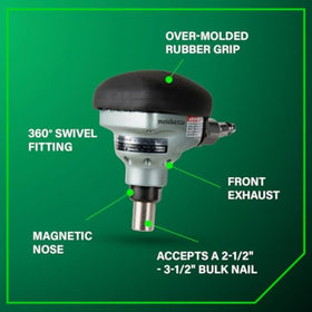 Metabo HPT NH90AB over-molded grip reducing vibration and increasing control.