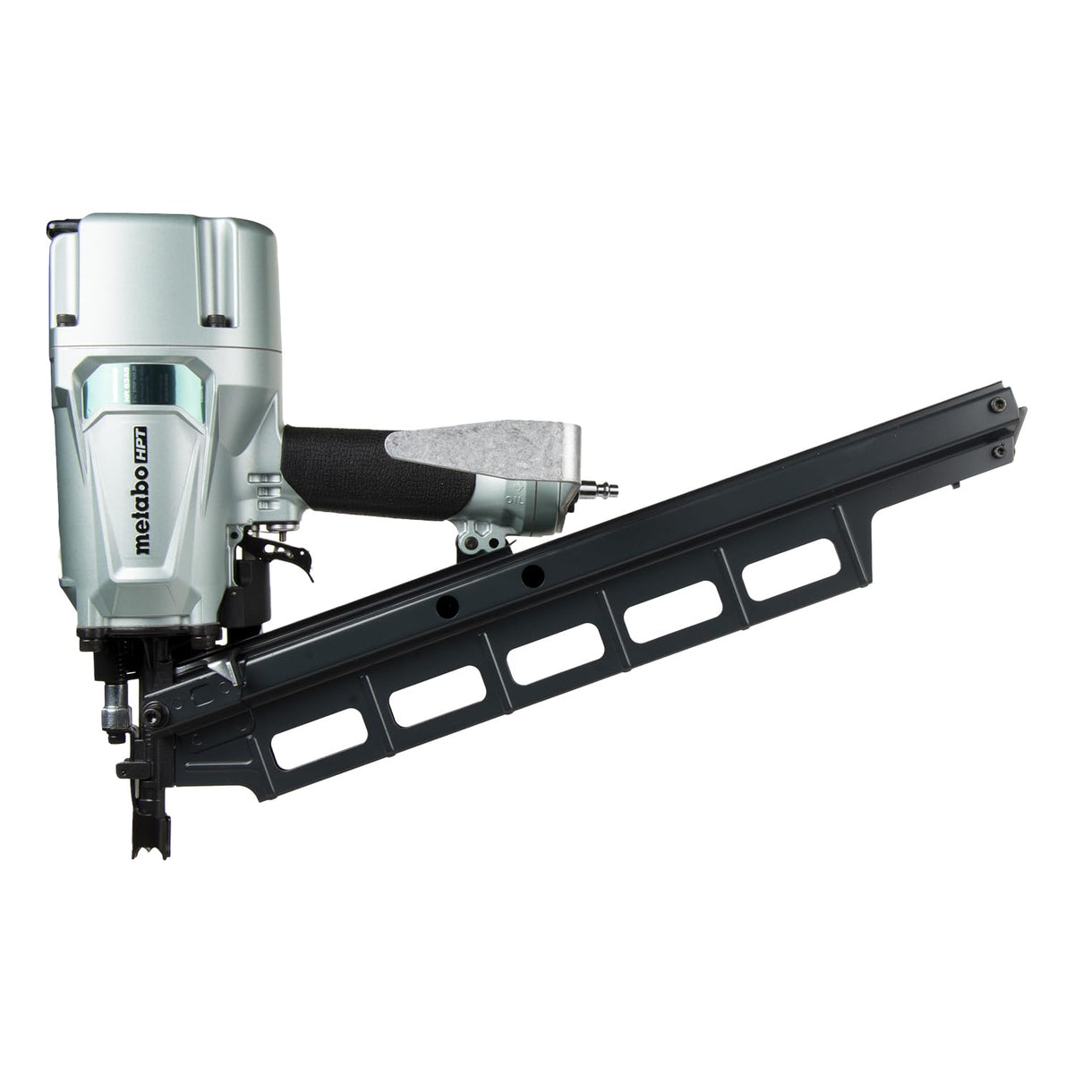 Metabo HPT NR83A5 framing nailer front view showing compact design and drive power