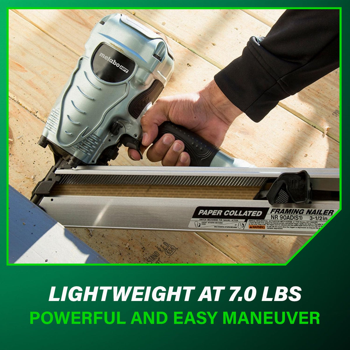 Metabo HPT NR90ADS1 30-degree magazine supports efficient access in tight spaces