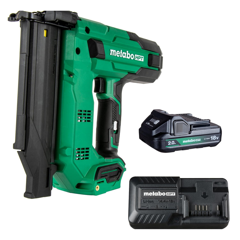 Metabo HPT NT1850DG front view of a compact cordless brad nailer for tight spaces