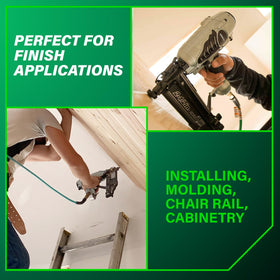 Metabo HPT NT65M2S air duster button ready to clear debris on site