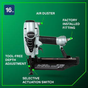 Metabo HPT NT65M2S tool-free depth adjustment for precise drive depth