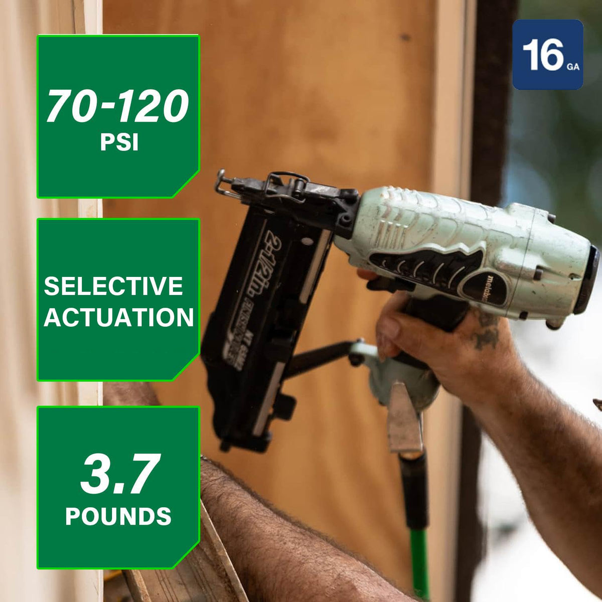 Metabo HPT NT65M2S ergonomic grip for comfortable, fatigue-free operation
