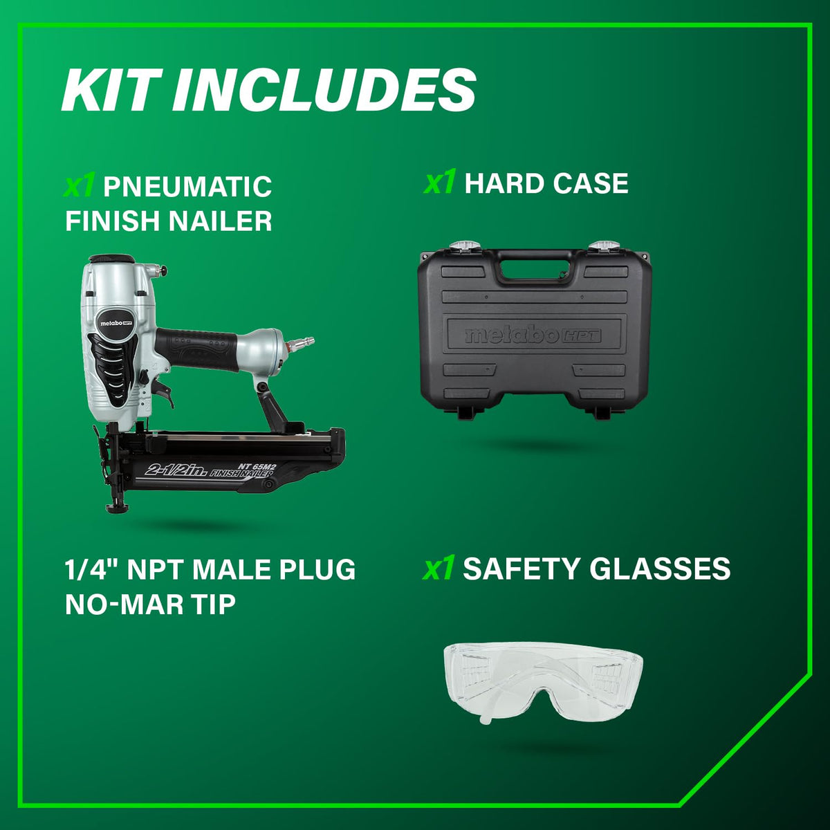 Metabo HPT NT65M2S lightweight at 3.7 lbs reduces fatigue