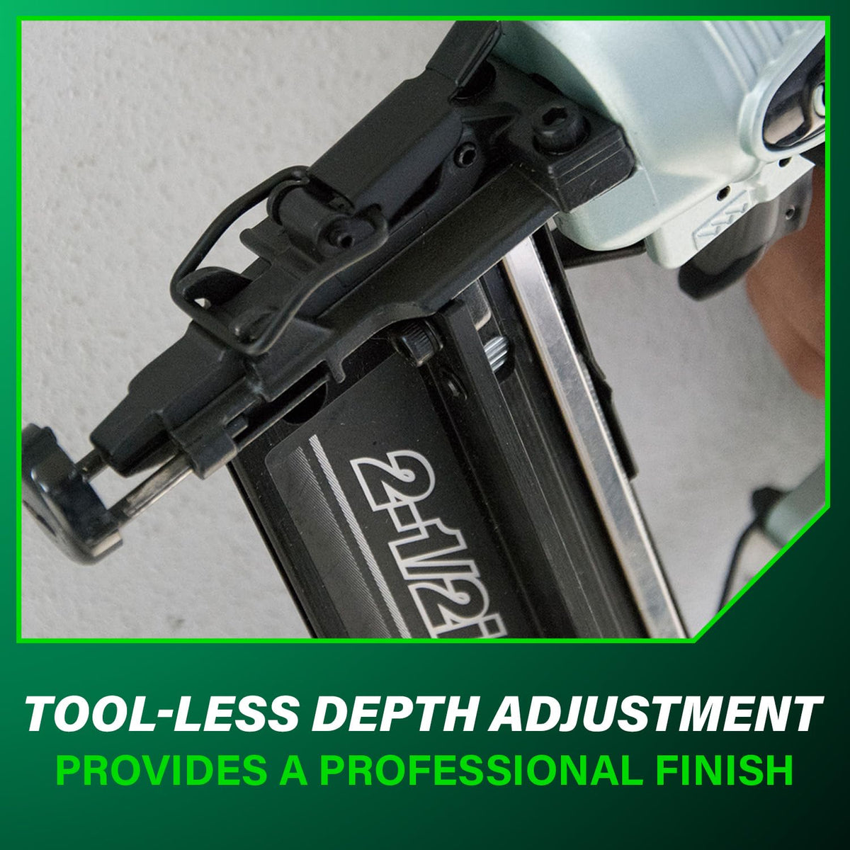 Metabo HPT NT65M2S no-mar tip protects delicate surfaces