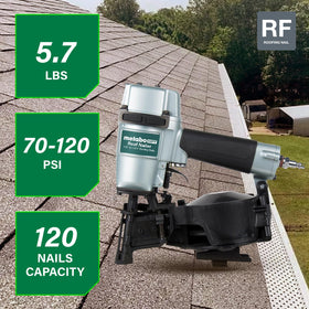 Metabo HPT NV45AB2 magazine loaded for quick loading and minimal downtime