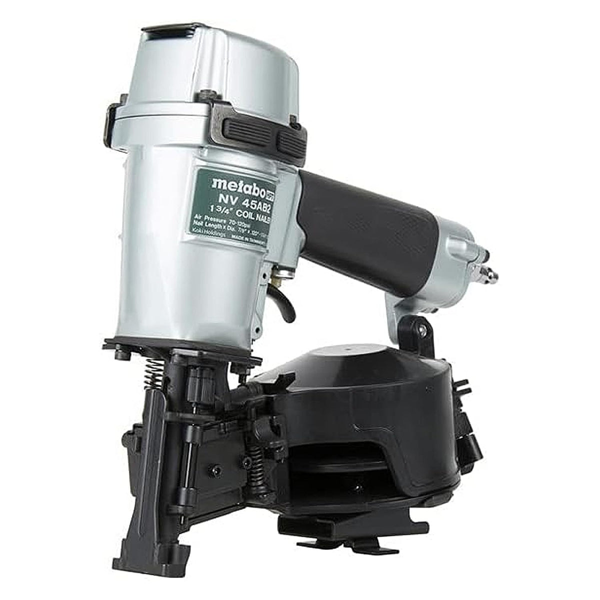 Metabo HPT NV45AB2 roofing nailer side view for fast, precise shingle nailing