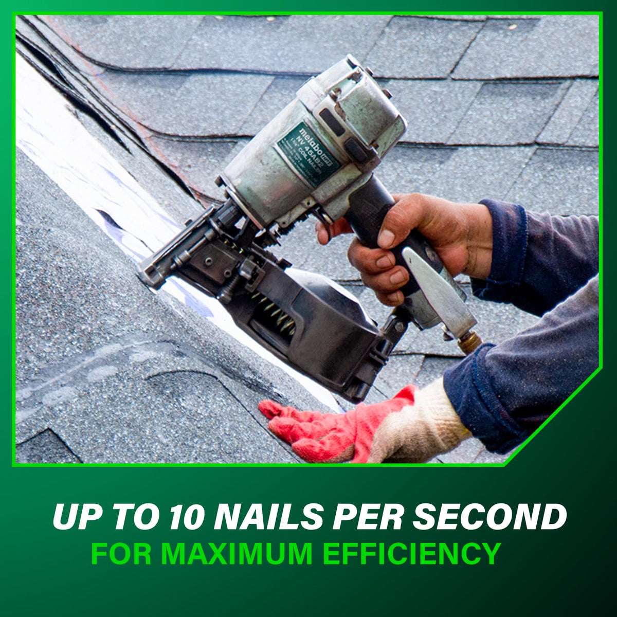 Metabo HPT NV45AB2 side-loading magazine supports quick replenishment