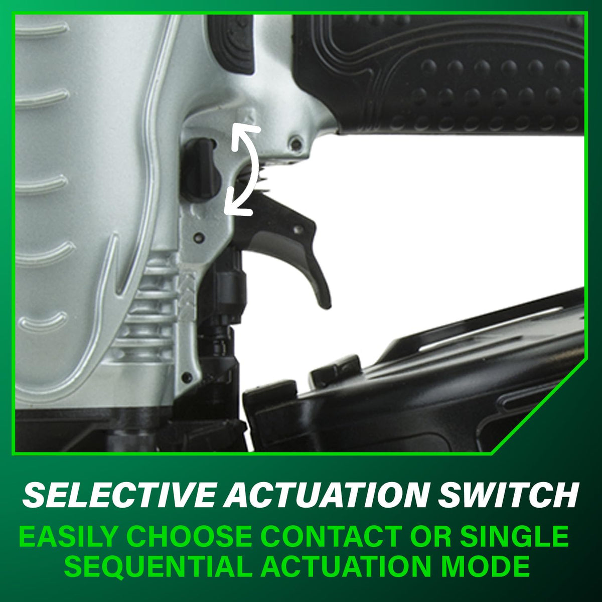 Metabo HPT NV90AG accepts 15° coil nails from 1-3/4" to 3-1/2" for versatility.
