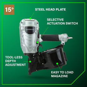 Metabo HPT NV90AG depth of drive dial adjusts for flush fastening.