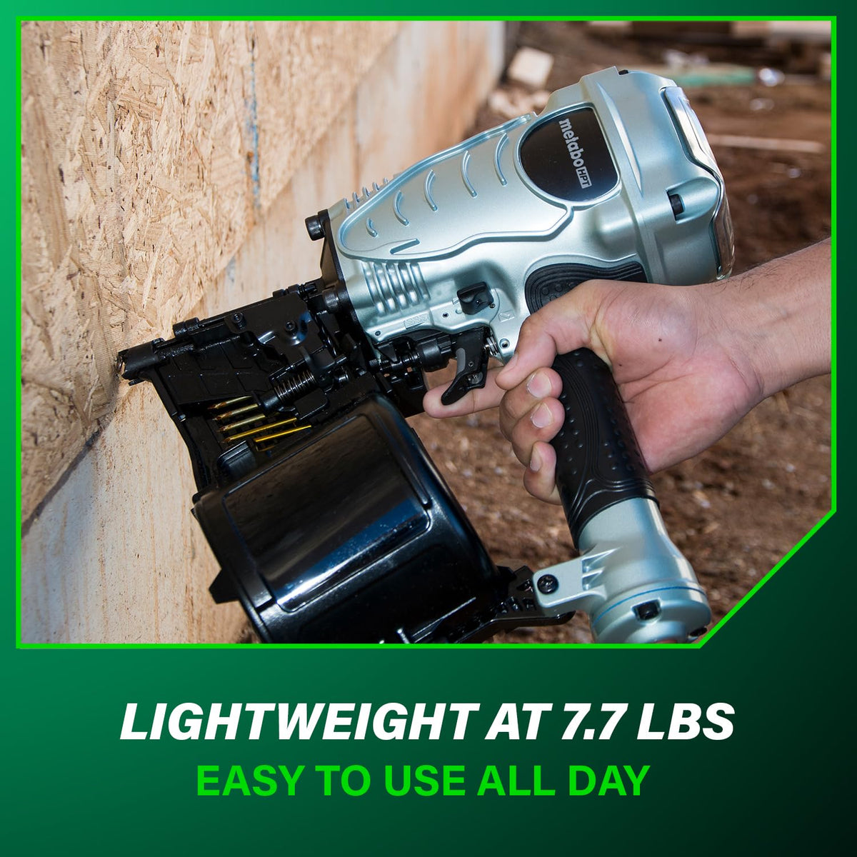 Metabo HPT NV90AG professional-grade tool with a 5-year warranty for builders.