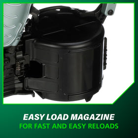 Metabo HPT NV90AG steel head plate provides enhanced durability on job sites.