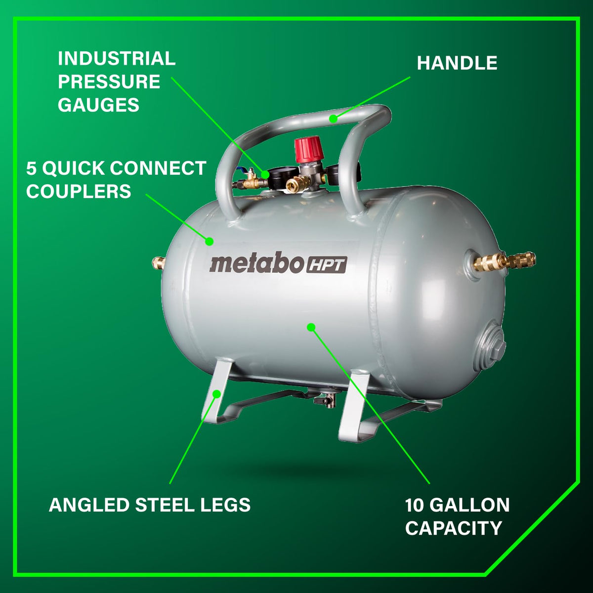 Metabo HPT Reserve Air Tank UA3810AB side view shows rugged build