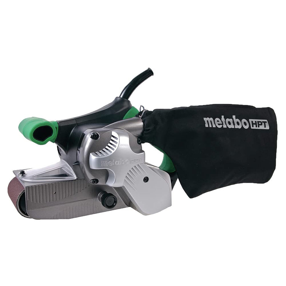 Metabo HPT SB8V2 belt sander front view showing ergonomic grip for precise sanding
