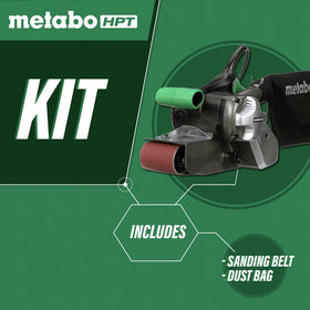 Metabo HPT SB8V2 belt sander side view highlighting compact design for edge work