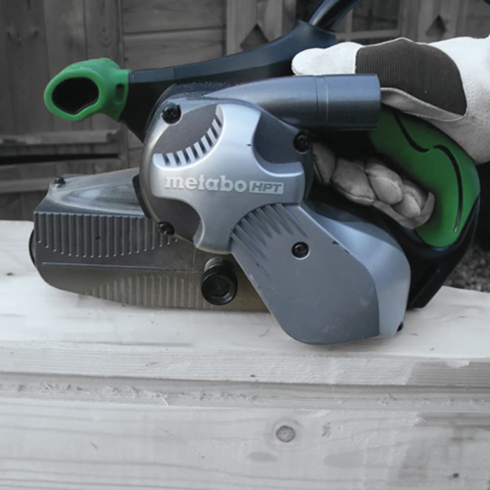 Metabo HPT SB8V2 belt sander warranty badge indicating a 5-year limited warranty