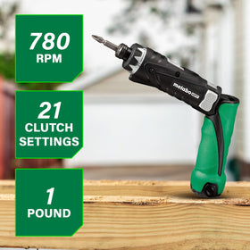 Metabo HPT screwdriver with dual-position handle for inline or pistol grip