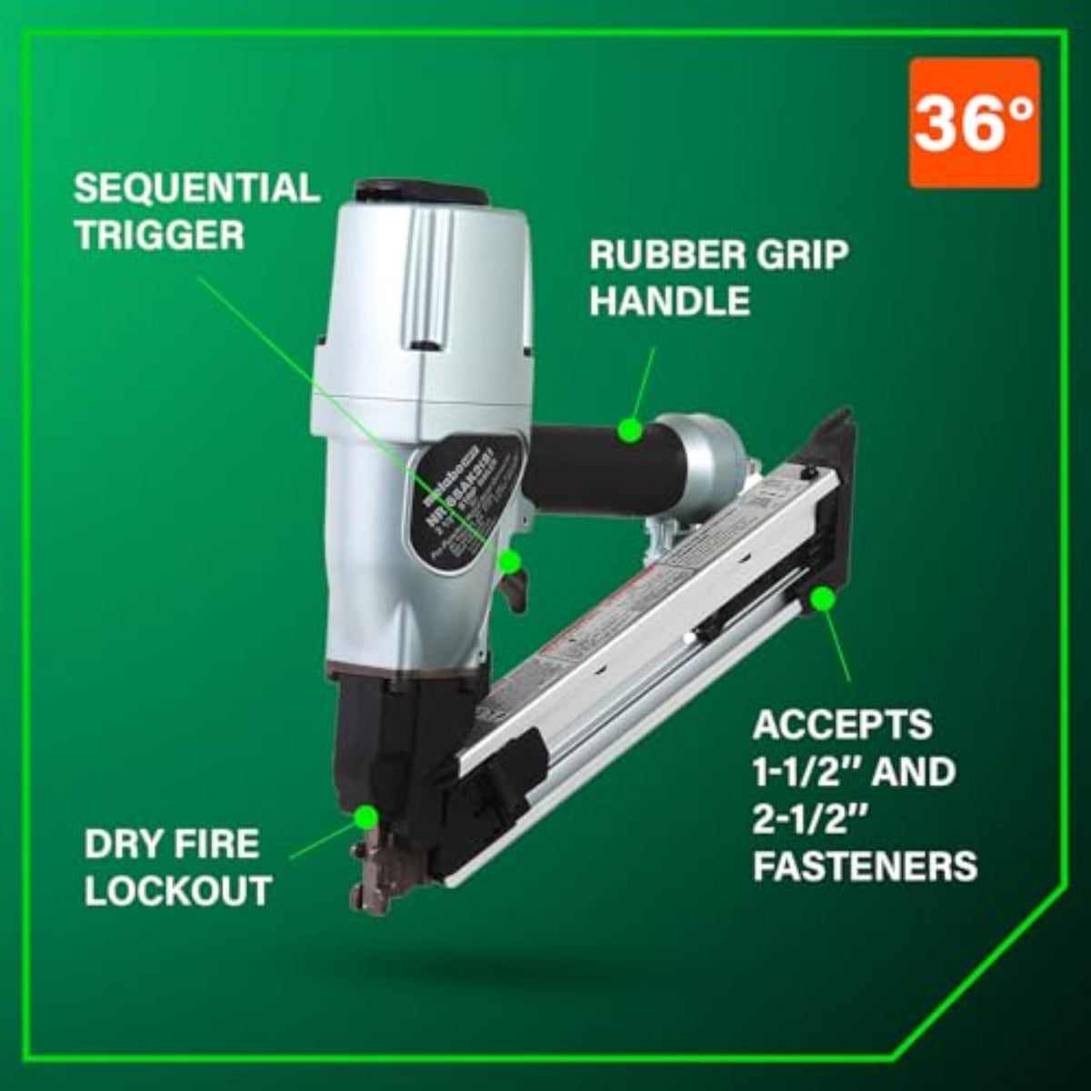 Metabo HPT Strap-Tite Nailer in use on wood with connectors