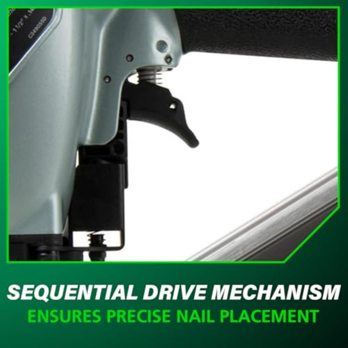 Metabo HPT Strap-Tite Nailer narrow design fits tight workspaces